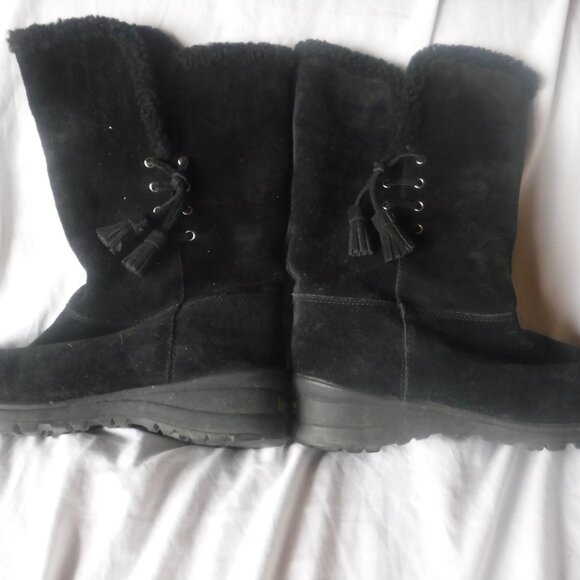 Lauren Ralph Lauren Tadina Black Suede Leather Shearling Boot Size Women's 9 B - Picture 1 of 11